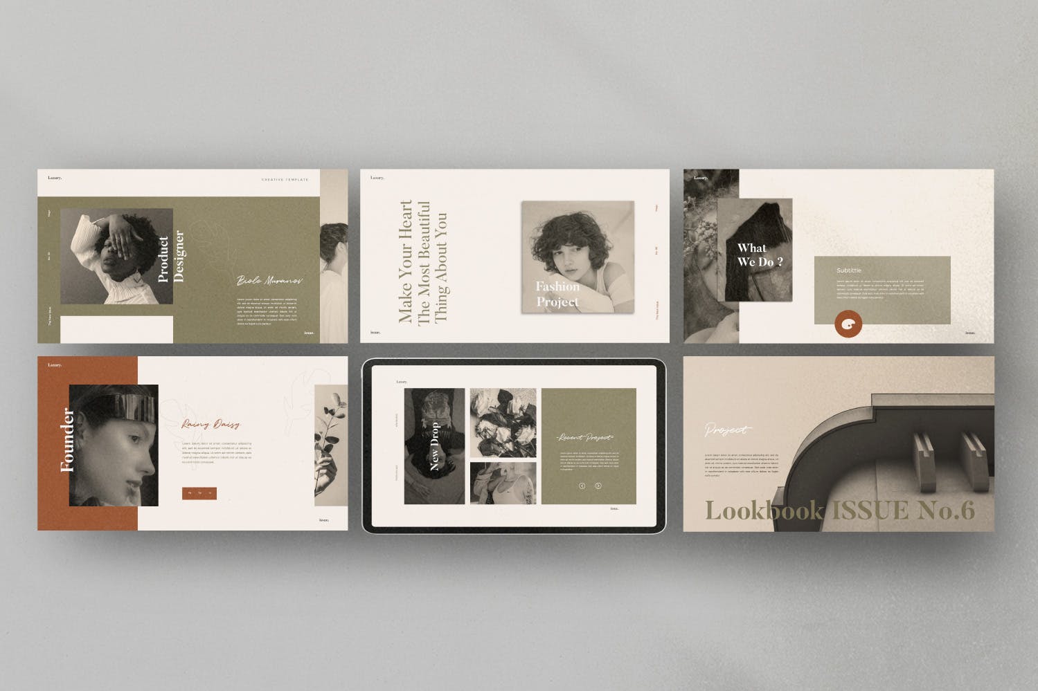 时尚企业介绍/Lookbook新品上市发布素材库精选PPT模板 LAXURY – Lookbook Fashion Powerpoint Creative插图(5)