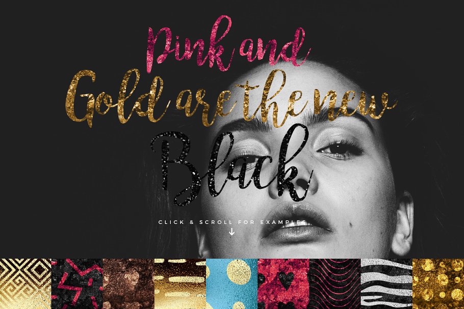 300+金光闪闪金箔图层样式 300+ Gold Glitter Foil Styles插图(8)