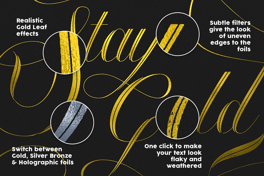 奢华金色叶子纹理图层样式 Gold Leaf Press – Glitter Update插图(2)