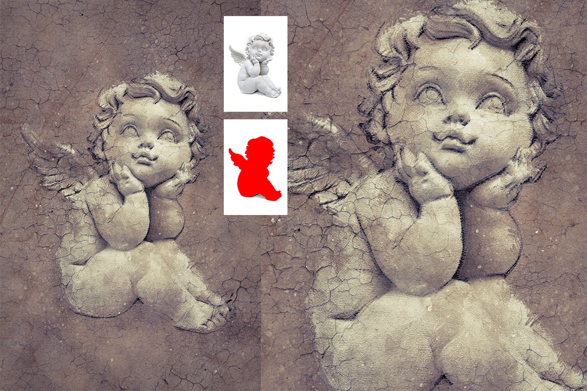 复古素描效果裂纹背景一键生成PS动作 Vintage Sketch Photoshop Action插图(8)