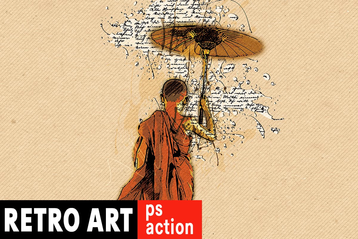 怀旧排版印刷效果生成PS动作 Retro Art Photoshop Action插图