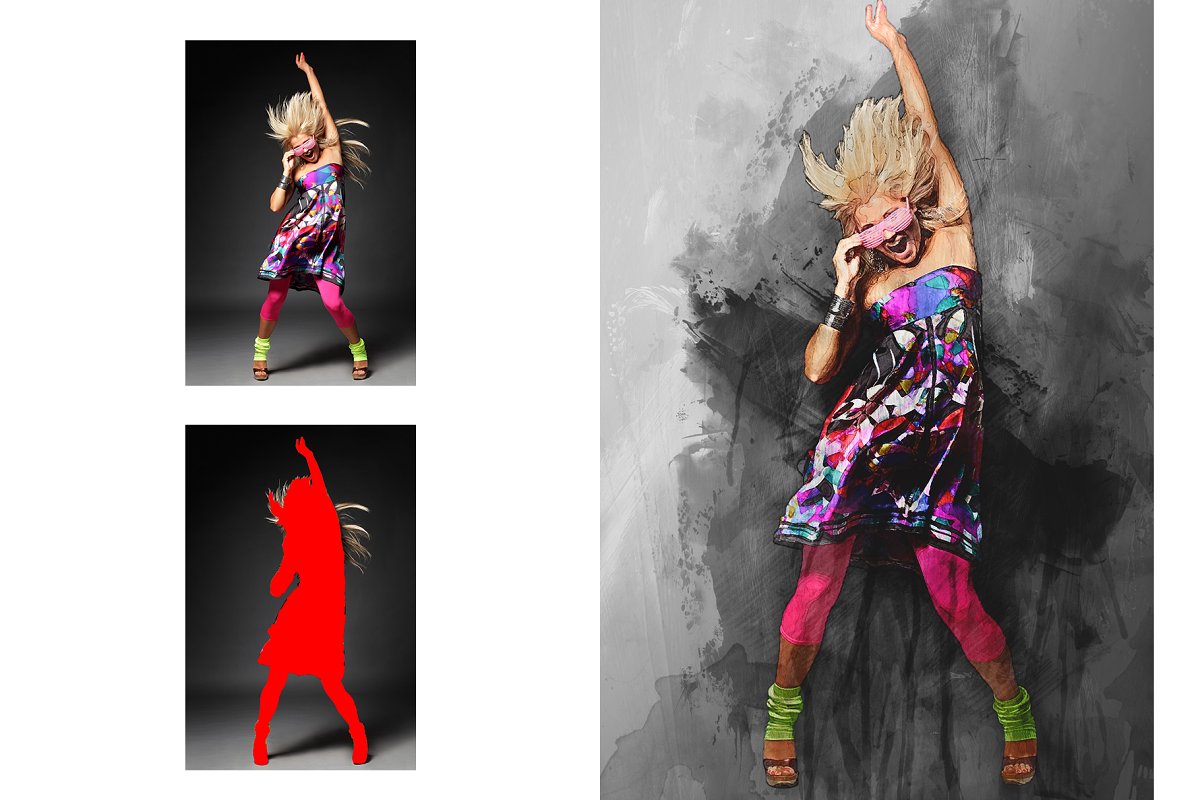 现代时尚水彩艺术Photoshop动作下载插图(4)