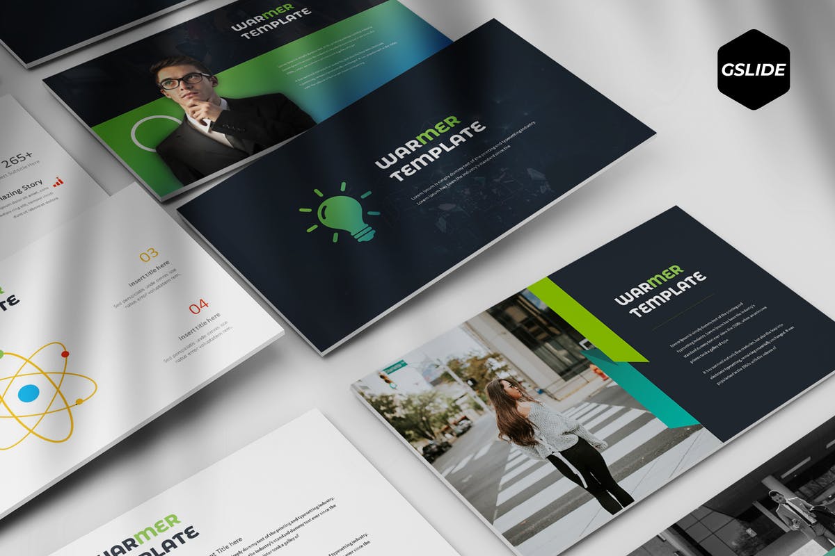 时尚高端多用途企业/个人Google Slides幻灯片模板 Warmer – Google Slides Template插图