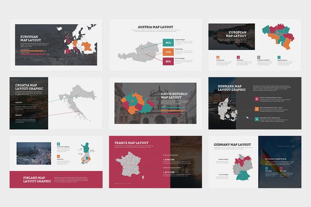 欧洲地区矢量地图PPT幻灯片模板素材 Eurove : Europe Region Vector Map Powerpoint插图(10)