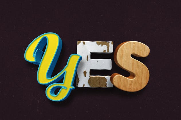 不同风格3D立体文字特效样式智能样机模板 3D Text Mockup Kit插图(2)