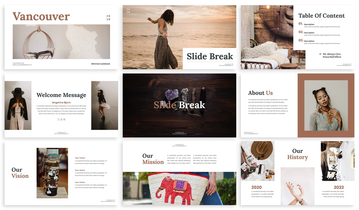 营销/金融/技术业务Lookbook素材库精选谷歌演示模板Vancouver – Lookbook Google Slide Template插图(1)