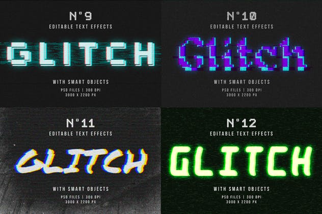 毛刺字体特效设计PSD模板 Photoshop Glitch Text Effects插图(13)