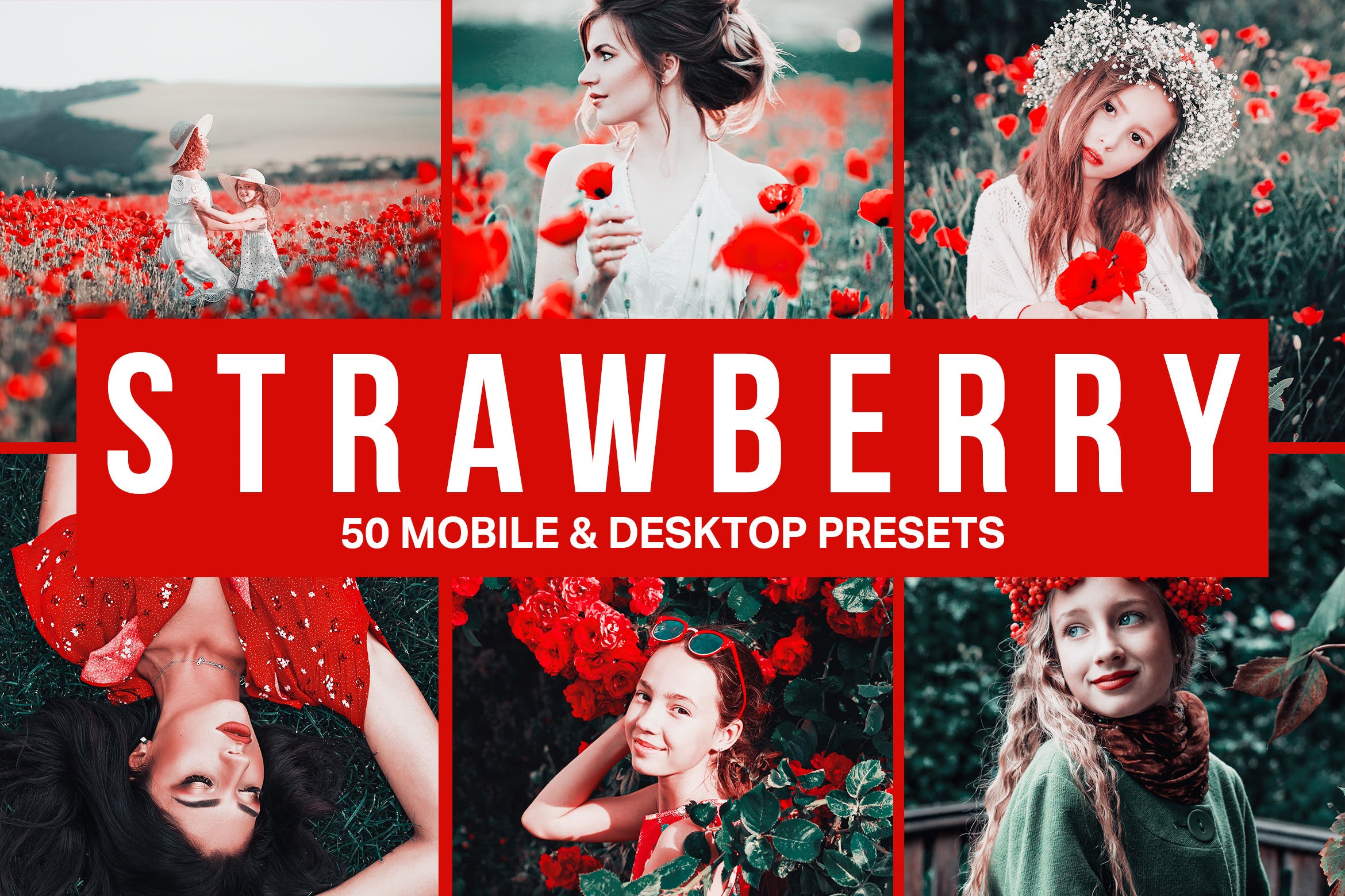 50款草莓色系照片调色滤镜素材库精选LR预设 50 Strawberry Lightroom Presets and LUTs插图