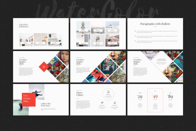 多用途水彩设计风格系列Keynote幻灯片模板 WaterColor – Keynote Template插图(9)