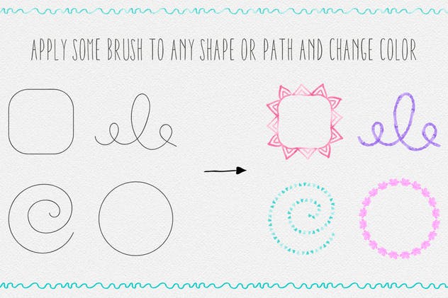 42款水彩花样图案AI笔刷 Watercolor & Black Pattern Brushes插图(5)