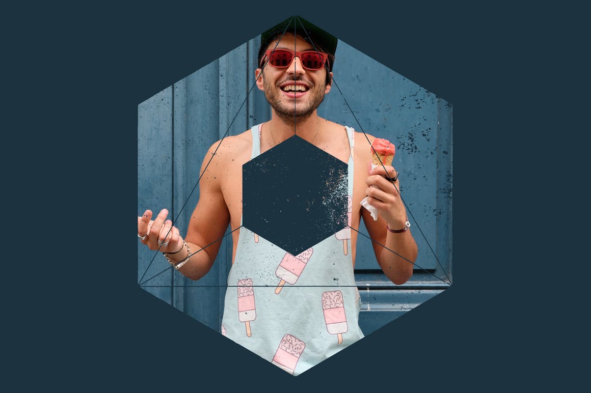 12个破损几何图形背景PSD分层模板 Instagram Textured Geometric Masks插图(6)