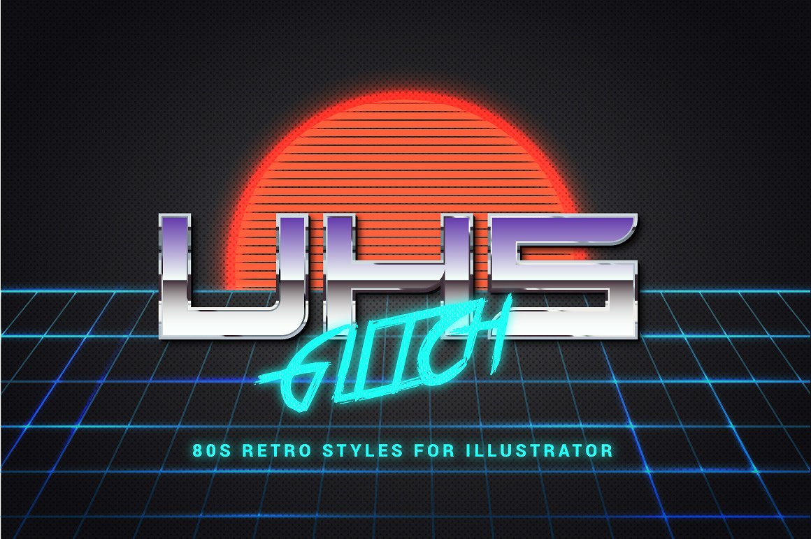 80年代复古文本图层样式 80s Retro Illustrator Styles插图(4)