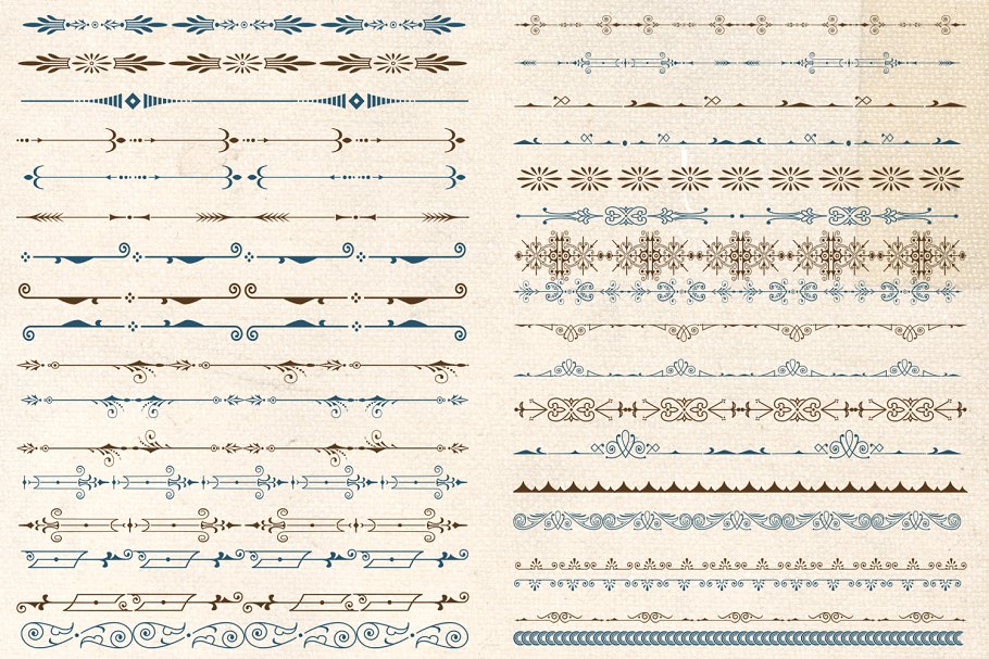 复古装饰元素AI笔刷+PS图形 Ornamental Vintage Design Elements插图(2)