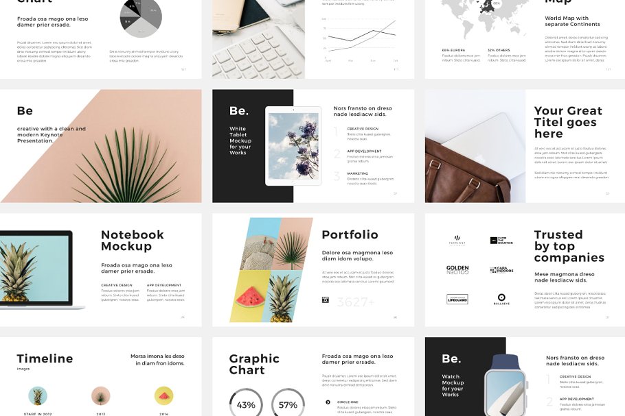 简约现代谷歌幻灯片模板+30张高清背景照片 Be. Google Slides Template +30Photos插图(1)