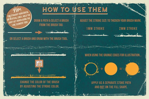 复古纸张折叠折痕边界AI笔刷 Vintage Vector Edge Brushes插图(3)