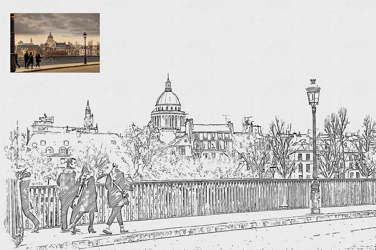 钢笔素描艺术效果PS插件 Pen Sketch Photoshop Plugin插图(3)