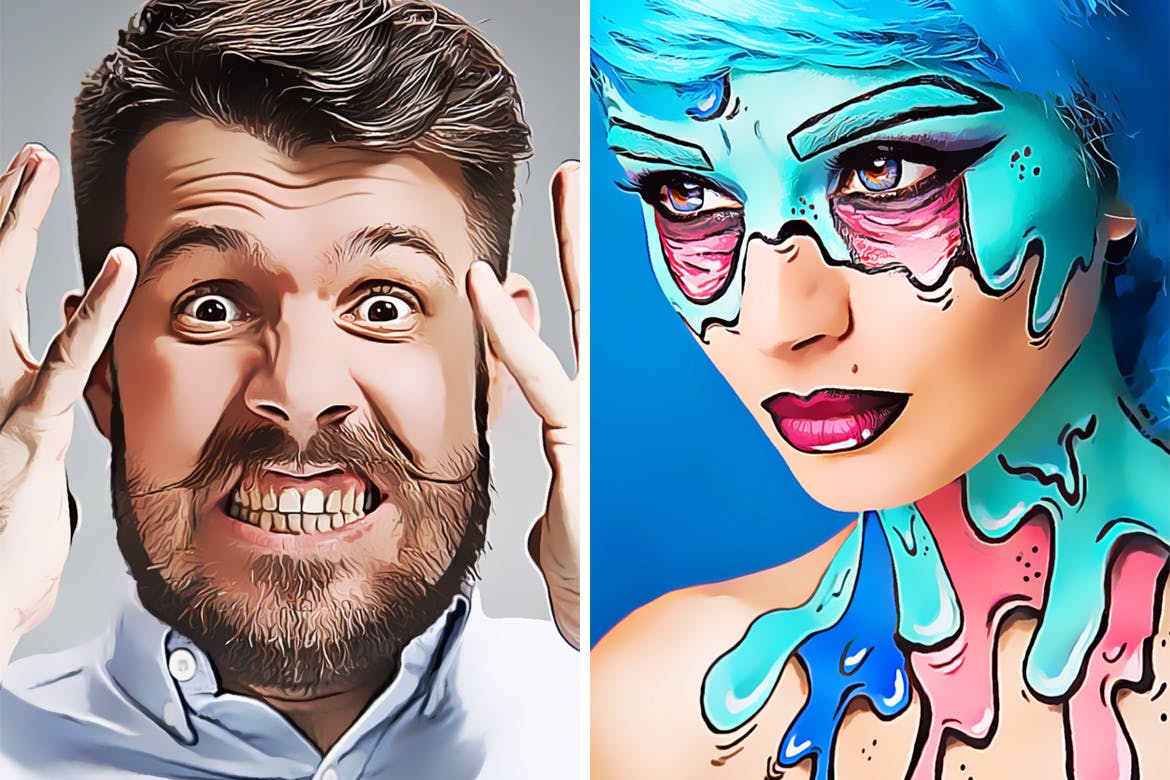 一款数字油画效果PS动作预设 Cartoonize Photoshop Action插图(4)