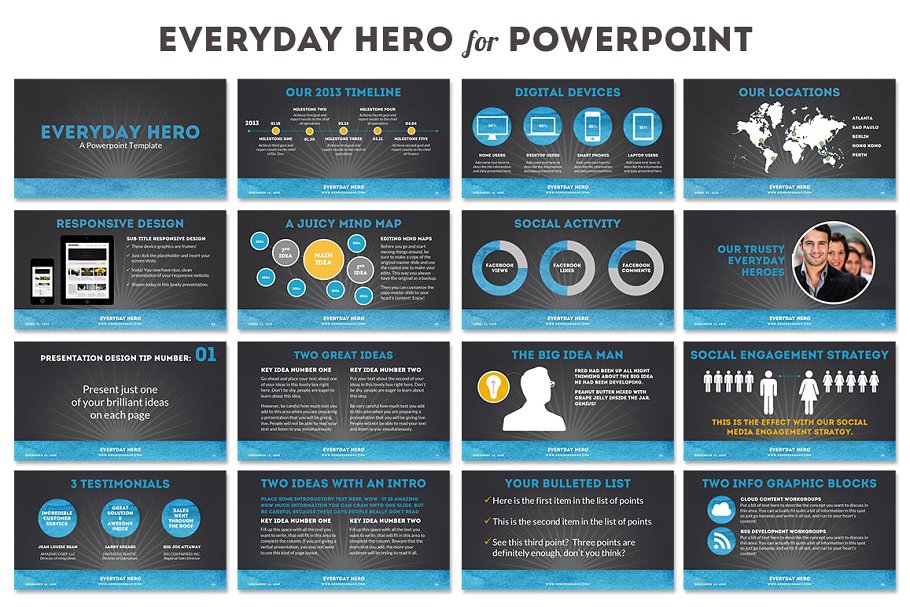 项目融资主题幻灯片模板 Everyday Hero Powerpoint HD Template插图(2)