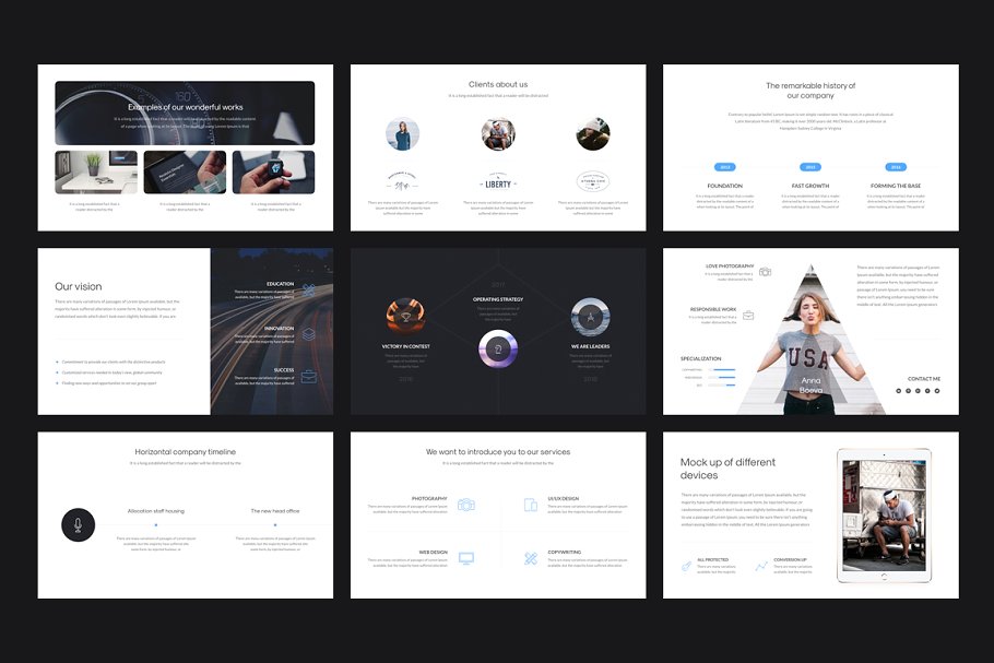 70+页 Keynote 创意幻灯片模板 Liberty Keynote Presentation插图(3)