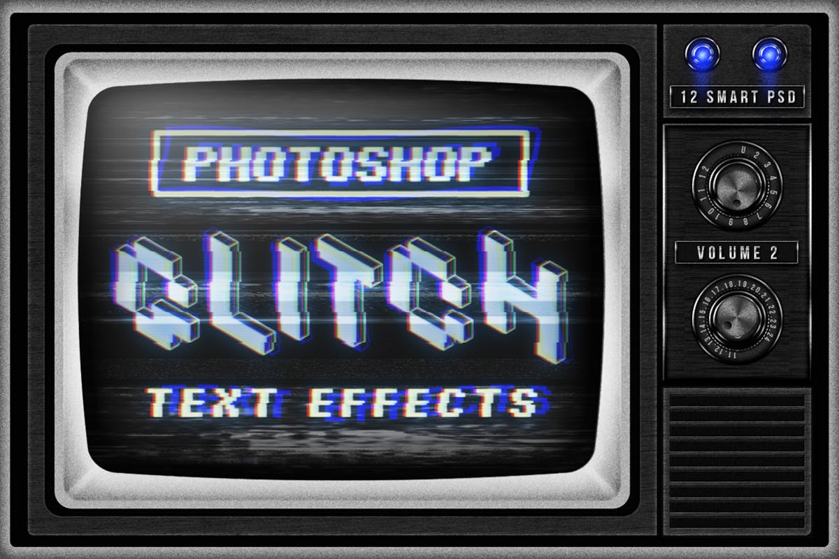 复古老电视失真信号故障PS字体样式Vol.II Photoshop Glitch Text Effects Vol. II插图