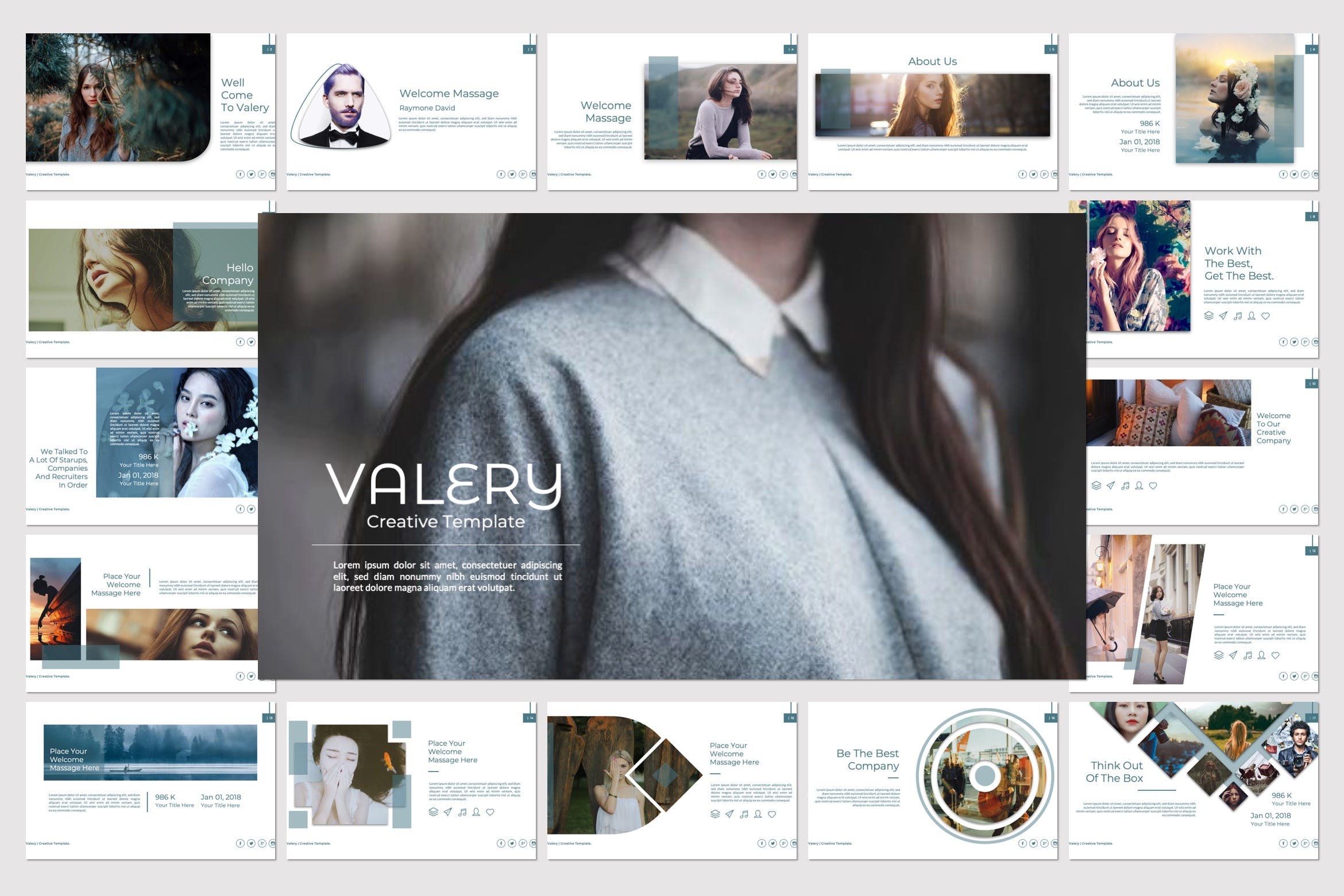 超现代独特设计多功能PPT演示模板 Vallery Powerpoint插图