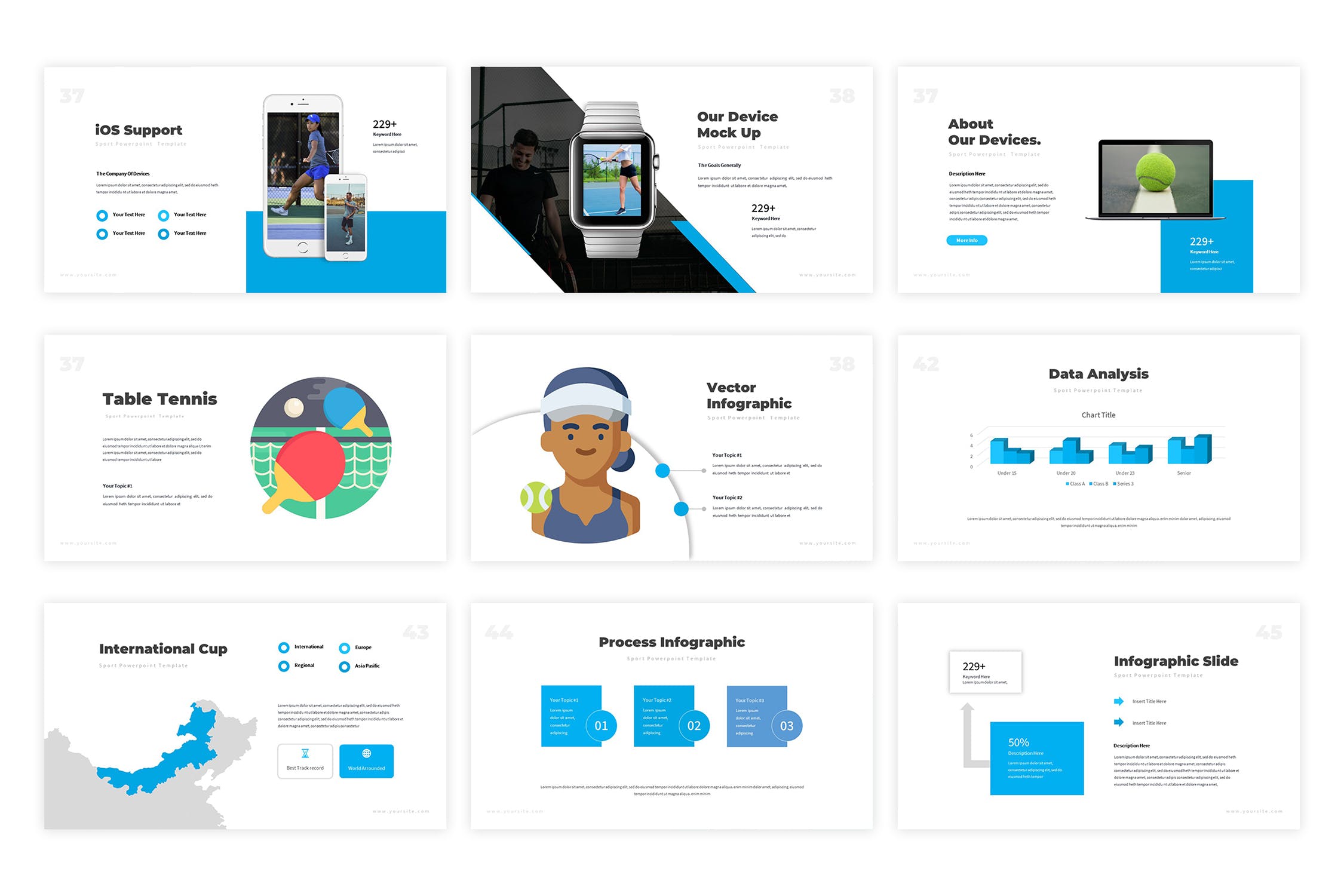 网球培训俱乐部广告宣传Keynote演示文稿设计模板 Tennice Keynote Template插图(5)