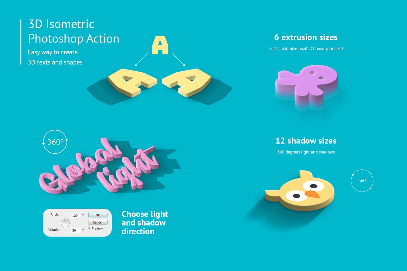 精美2.5D等距摄影效果一键生成PS动作 3D Isometric Photoshop Action插图(2)