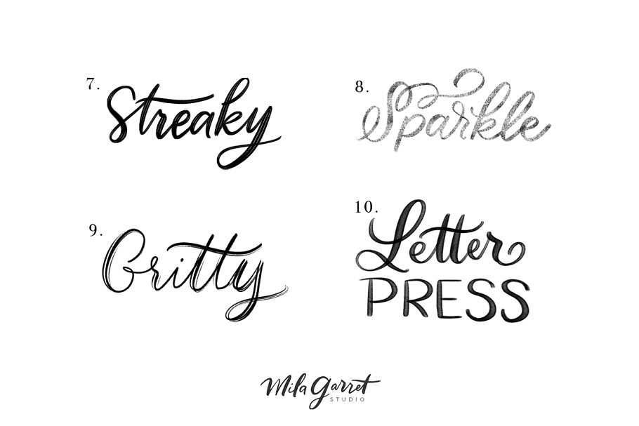 10款手写字体字母笔刷[for Procreate] Procreate Lettering Brushes Novelty插图(4)