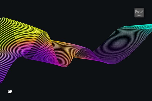 数字线性波浪线条图案PS笔刷 Digital Linear Waves Photoshop Brushes插图(5)