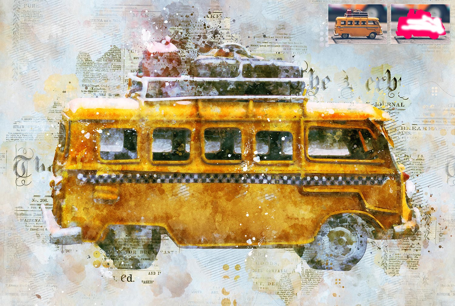 水彩涂鸦混合抽象艺术效果PS动作 Concept Mix Art Photoshop Action插图(6)