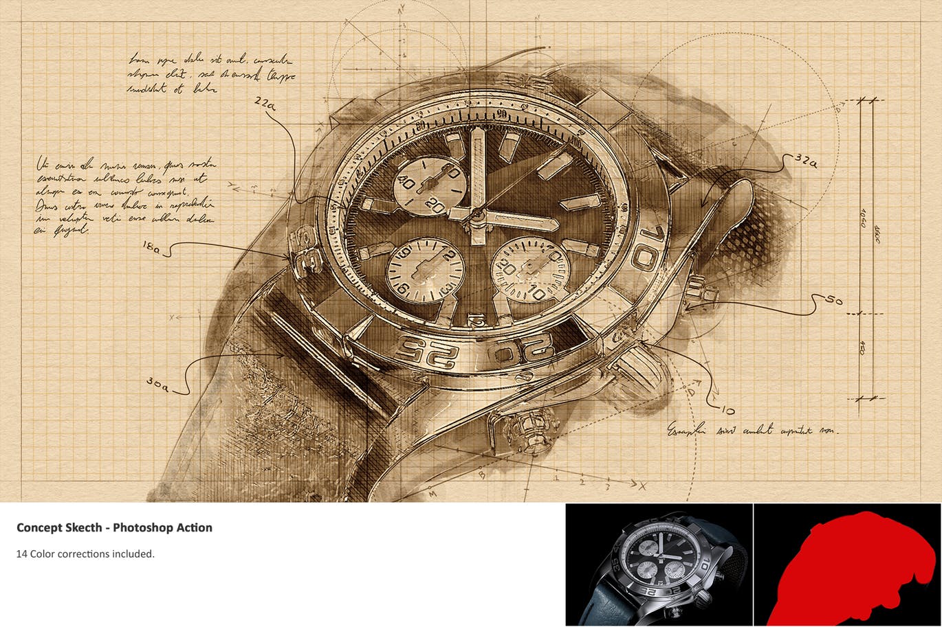 建筑工程设计素描效果图一键生成PS动作 Concept Sketch – Photoshop Action插图(4)