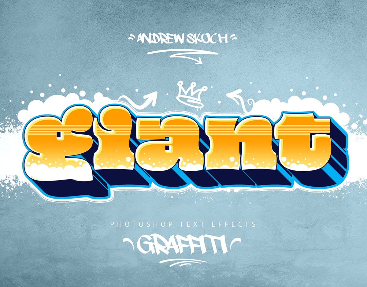 10款立体涂鸦字体样式PSD分层模板插图(6)