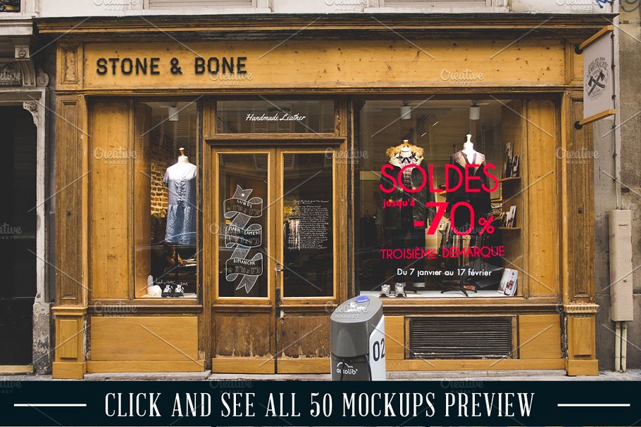 50款各种店铺店招招牌设计展示样机 50 Facades mockups插图(4)