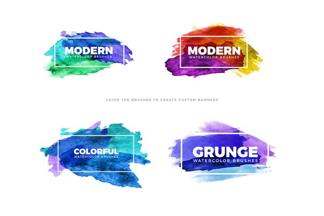 44款现代水彩矢量AI笔刷套装 Vector Watercolor Brushes for Illustrator插图(3)