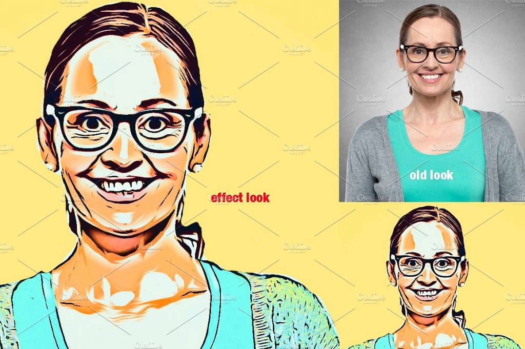 照片转逼真矢量剪影绘画效果PS动作 Portrait Cartoon Effect Action插图(7)