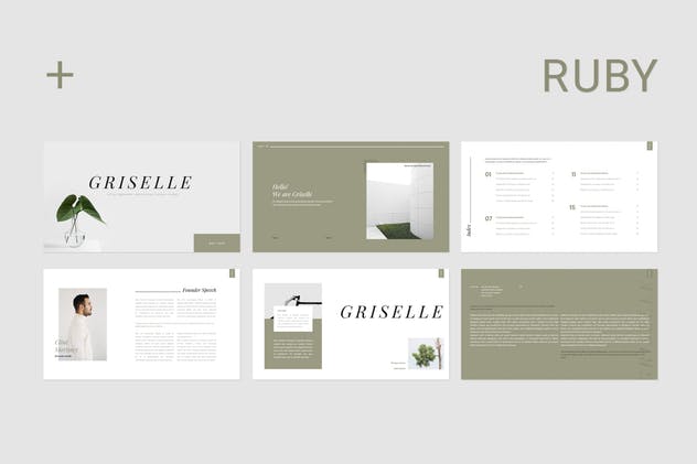 极简主义家居生活主题Google Slides品牌幻灯片模板 Griselle Google Slides插图(1)