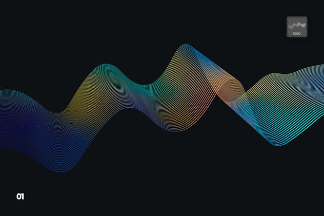 数字线性波浪线条图案PS笔刷 Digital Linear Waves Photoshop Brushes插图(1)