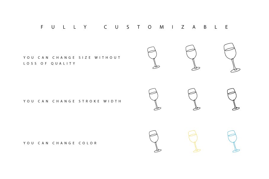 一条线组成的酒精类图案图标 One Line Alcohol插图(2)