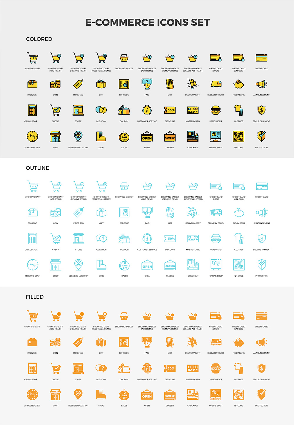 一套精美的电商&金融图标套装下载[Ai]