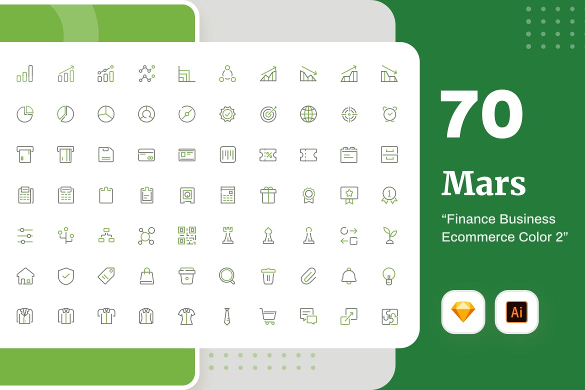 Mars系列-70枚互联网金融主题彩色矢量线性素材库精选图标素材包v2 Mars – Finance Business Ecommerce Color 2插图(1)
