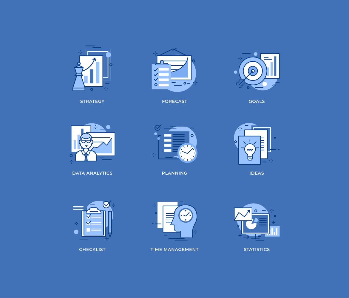 商业计划扁平设计风格矢量图标 Business Planning Flat Icons插图(2)