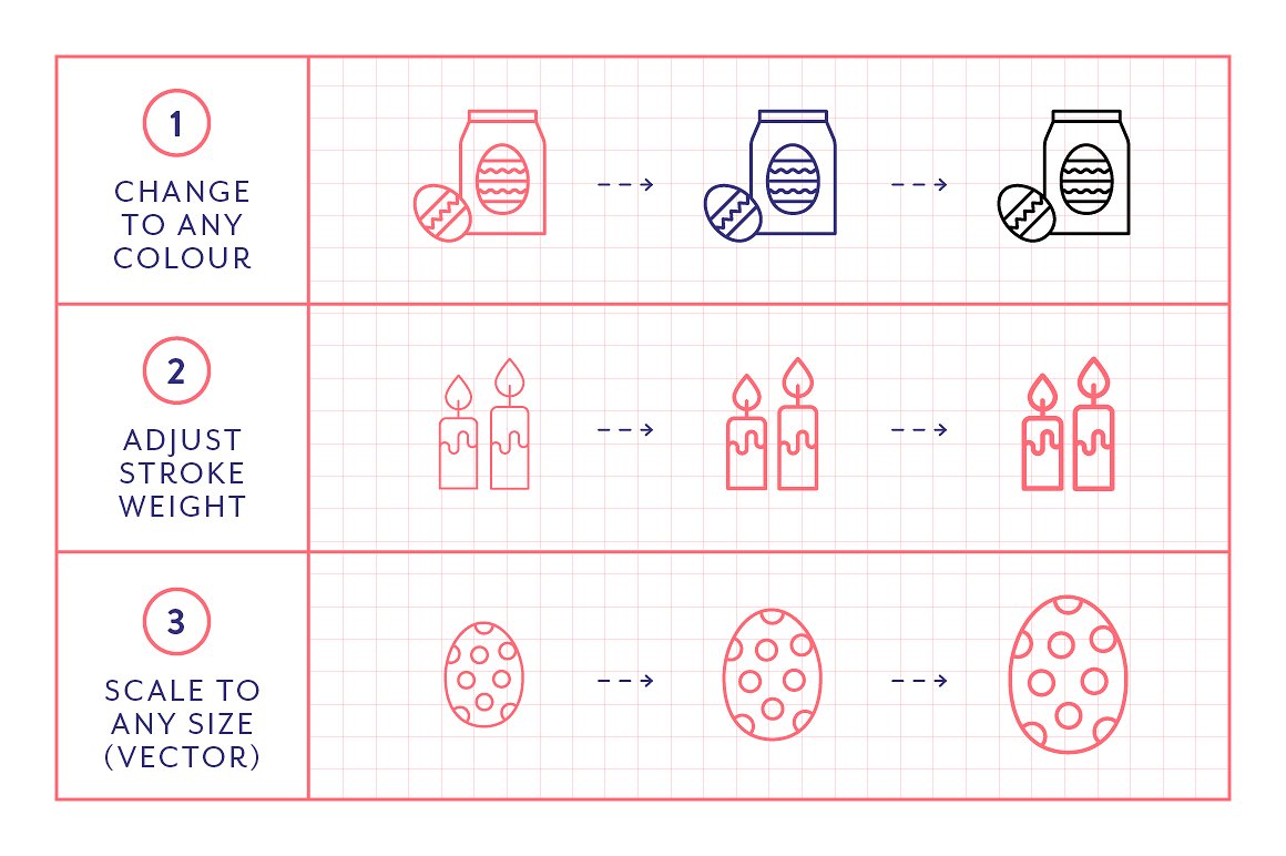 100个复活节线形矢量图标下载[ai,eps,pdf,svg,png]插图(4)