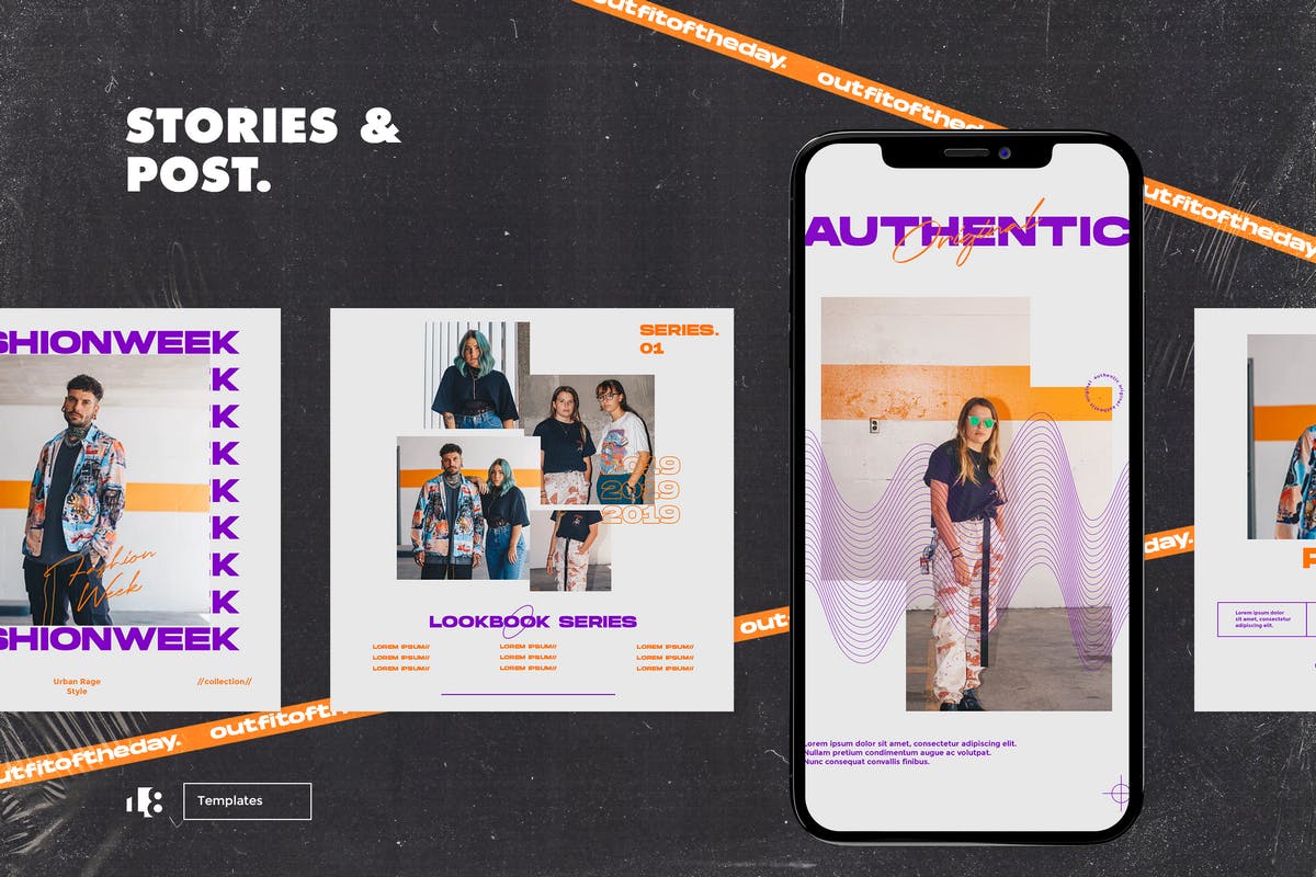 Instagram社交平台服装品牌新品发布贴图设计模板素材库精选 Instagram Template插图(2)