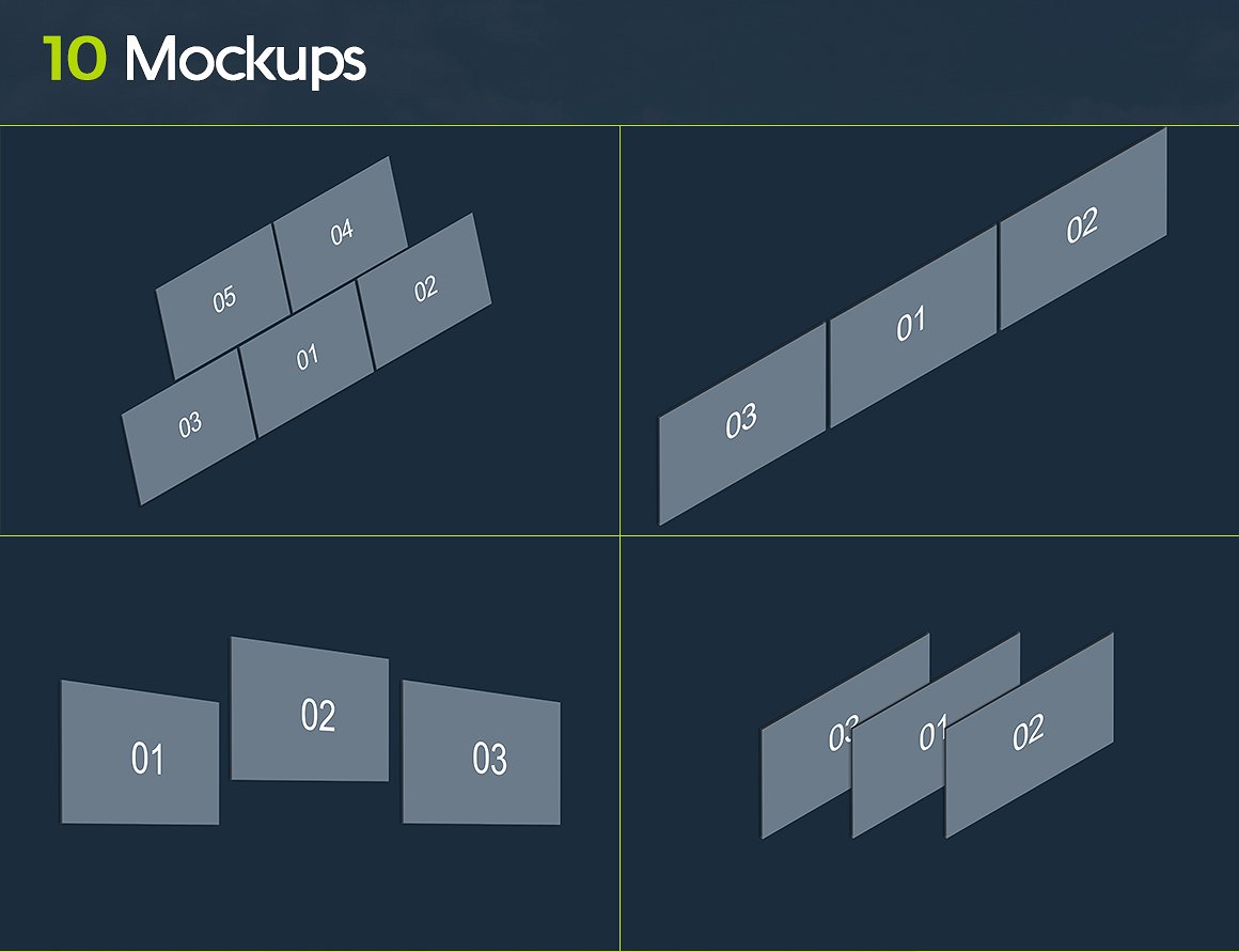 高端大气的透视网站网页设计展示样机Mockups插图