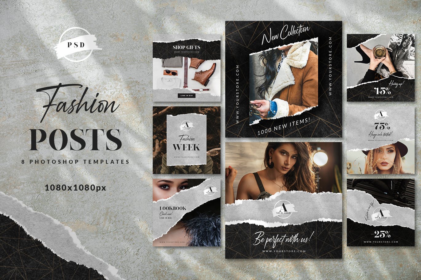 撕纸设计风格品牌促销/新品发布Instagram社交推广素材 Torn Paper Instagram插图(2)