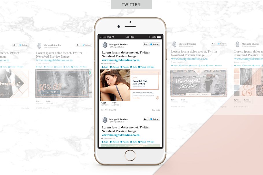 轻奢玫瑰金主题社交媒体贴图模板素材库精选 ROSE GOLD | Social Media Pack插图(8)