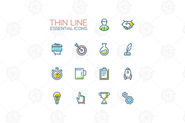 商业金融主题细线图标素材 Business, Finance Symbols – thin line icons插图(1)