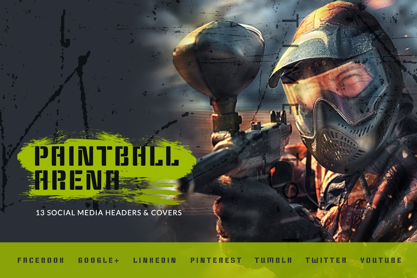 真人CS彩弹射击社交推广设计素材包 Paintball Arena – Social Media Kit插图