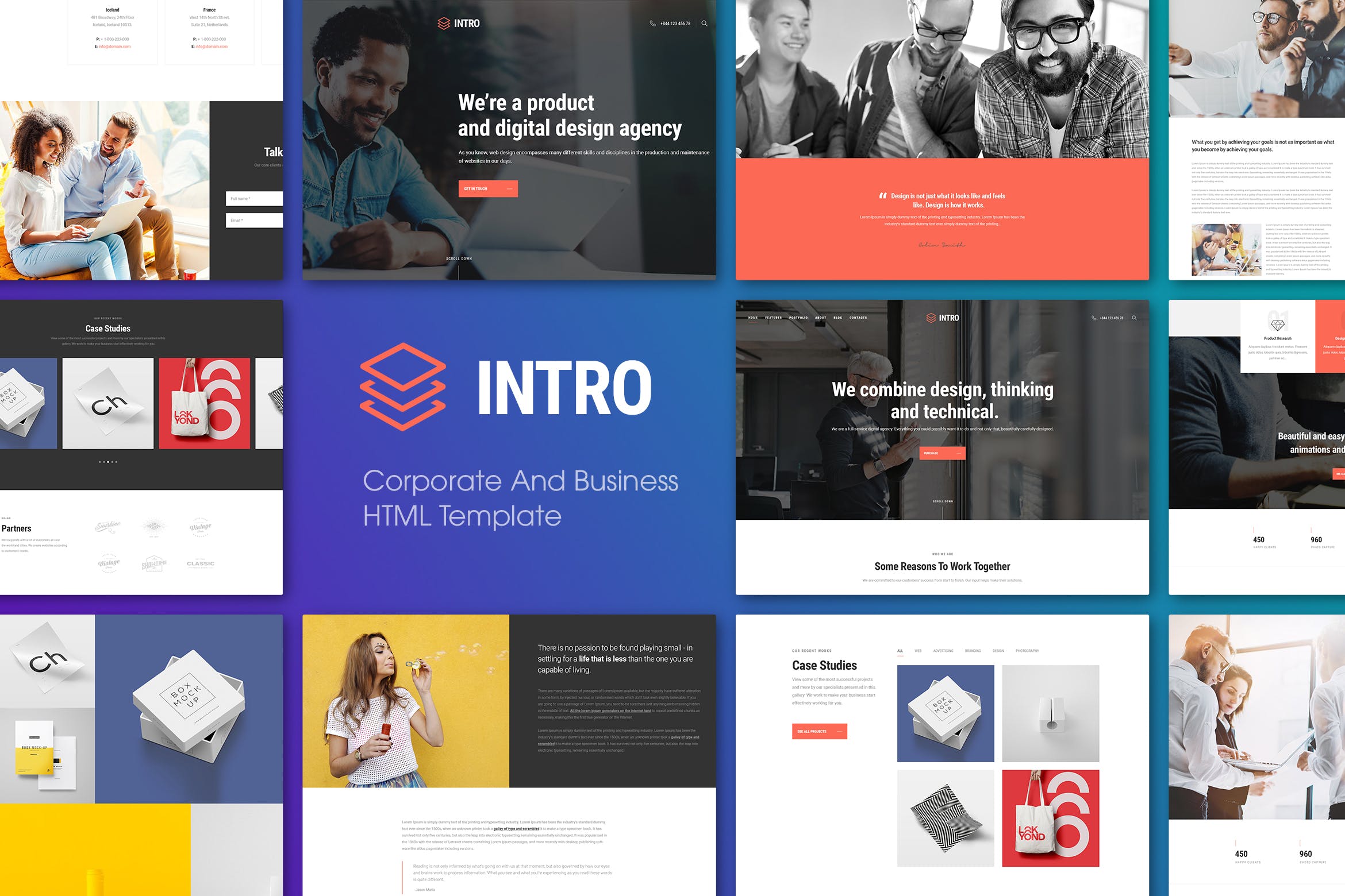 公司业务简介企业官网建设HTML模板素材库精选 INTRO | Corporate And Business HTML Template插图