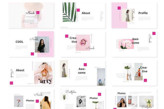 女性品牌文案策划PPT幻灯片演示模板 Nomb – Powerpoint Template插图(1)